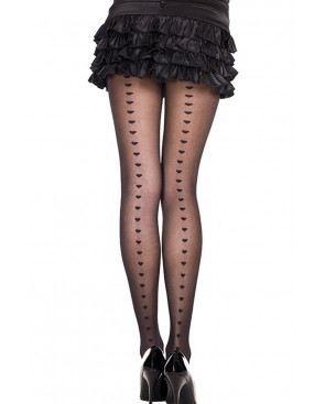Collant fantaisie avec lignes de coeurs - MH7279BLK