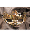 Masque vénitien Ornella rigide doré avec strass - HMJ-031B
