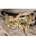 Masque vénitien Bianca rigide doré avec strass - HMJ-047B