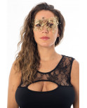 Masque vénitien Bianca rigide doré avec strass - HMJ-047B