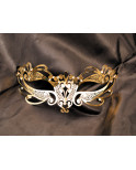 Masque vénitien Gaia rigide doré avec strass - HMJ-061B