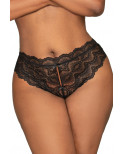 Tanga noir ouvert à l'entrejambe grande taille - DG1468XBLK