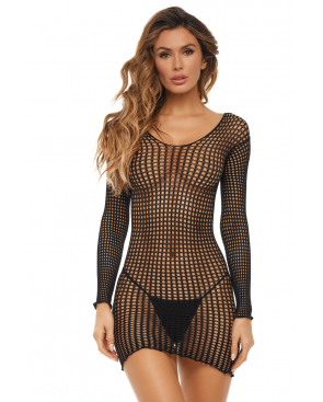 Robe résille fantaisie noir - REN7107-BLK