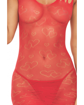 Robe résille fantaisie coeur rouge - REN7109-RED