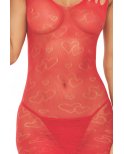 Robe résille fantaisie coeur rouge - REN7109-RED