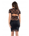 Robe courte col dentelle Athéna - LDC06BLK
