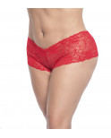 Shorty en dentelle rouge grande taille - MAL90XRED