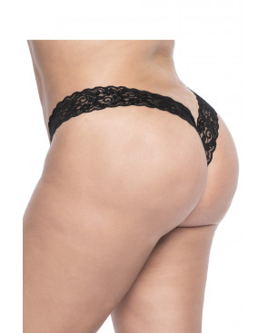 String brésilien en dentelle noir grande taille - MAL93XBLK