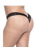 String brésilien en dentelle noir grande taille - MAL93XBLK