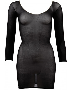Robe en résille noire transparente, manches longues - R27138101101