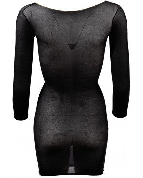 Robe en résille noire transparente, manches longues - R27138101101