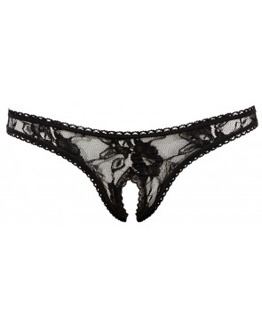 String ouvert à l'entre-jambe en dentelle noire - R2320002