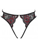 Culotte ouverte en fine dentelle florale rouge et noire - R23221451101