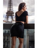 Jupe courte noire Kyra avec zip fonctionnel sur le côté - LDC07BLK