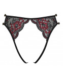 Culotte ouverte en fine dentelle florale rouge et noire - R23221451101