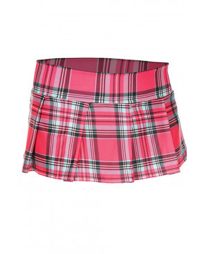 Mini-jupe plissée rose vif style ecossais - ML25074HPK