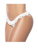 Culotte ouverte blanche avec froufrou en dentelle - MAL119WHT
