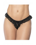 Culotte ouverte noire avec froufrou en dentelle - MAL119BLK