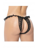 Culotte ouverte noire avec froufrou en dentelle - MAL119BLK
