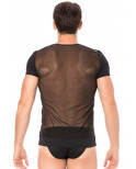 T-shirt noir rayé opaque et transparent - LM2906-81BLK