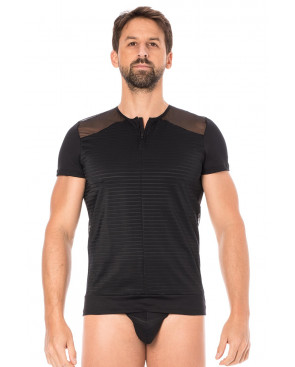 T-shirt noir rayé opaque et transparent - LM2906-81BLK