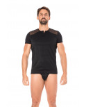T-shirt noir rayé opaque et transparent - LM2906-81BLK