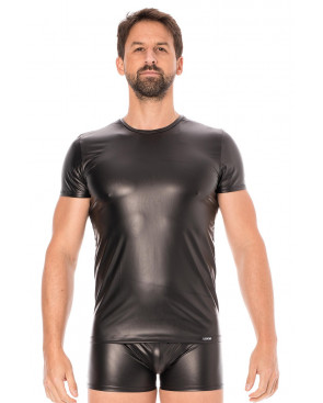 T-shirt simili cuir noir - LM2008-81BLK