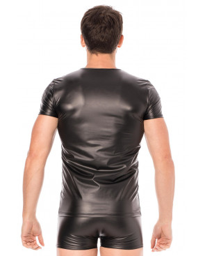T-shirt simili cuir noir - LM2008-81BLK