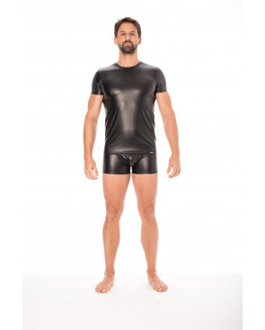T-shirt simili cuir noir - LM2008-81BLK